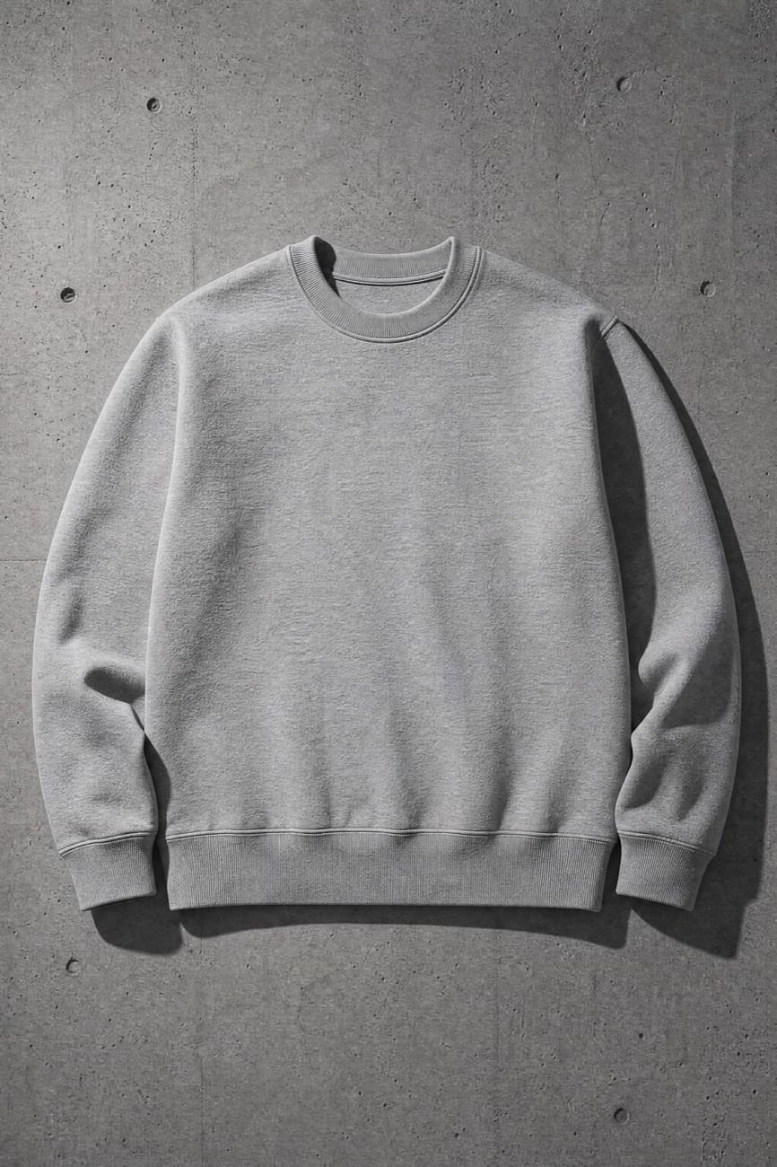 Crew Sweats, laid flat against concrete